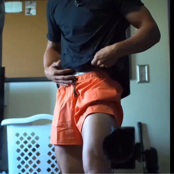 GYMSHARK MEN WORKOUT BODYBUILDING BODYBUILDER GYM SHORTS WORKOUT ORANGE ATHLETE - Picture 15 of 16